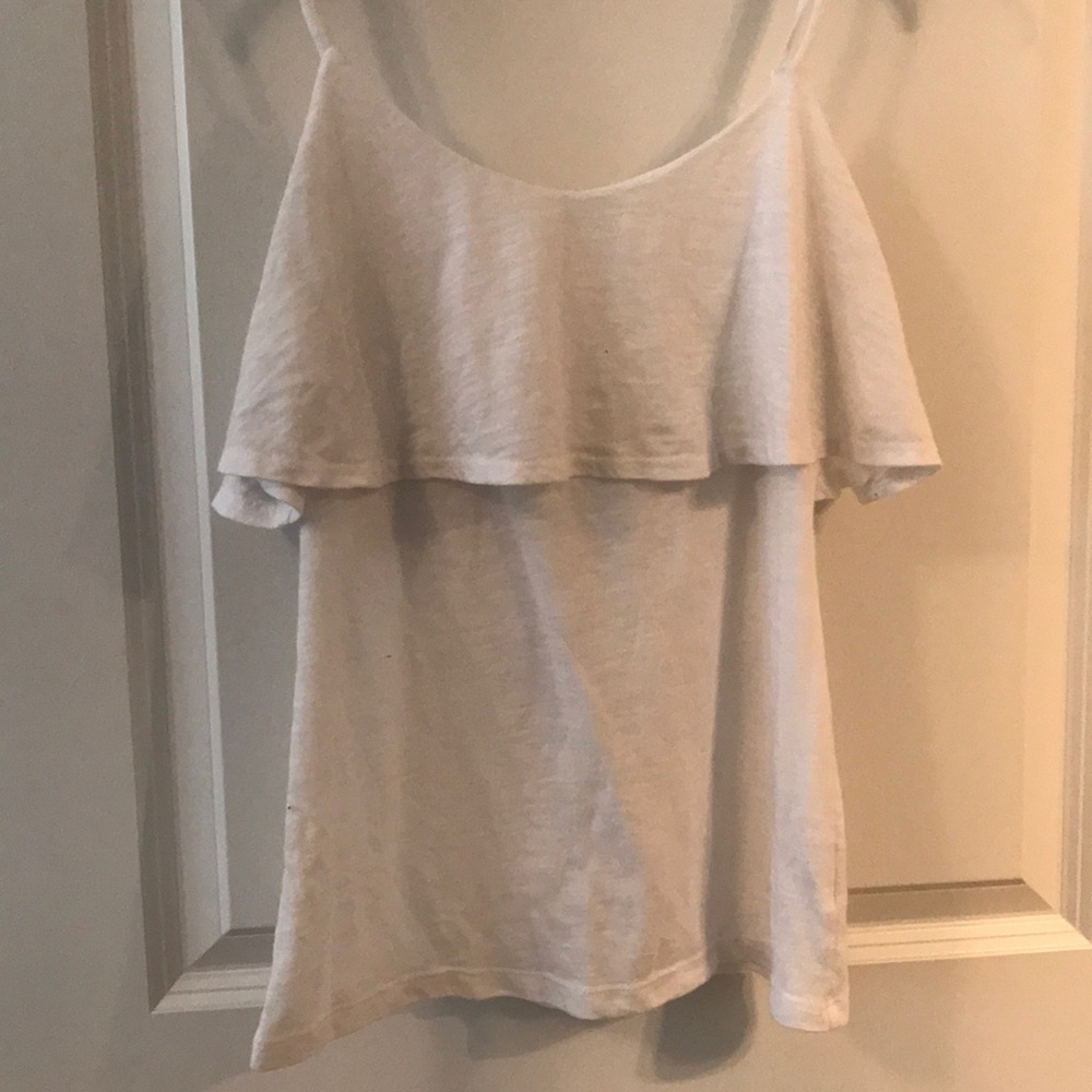 White ruffle tank